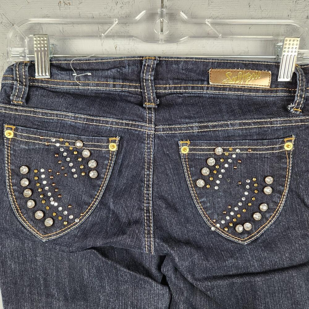 Vintage Southpole Jeans Womens Size 5 Dark Wash Skinny Stretch Rhinestone Retro
